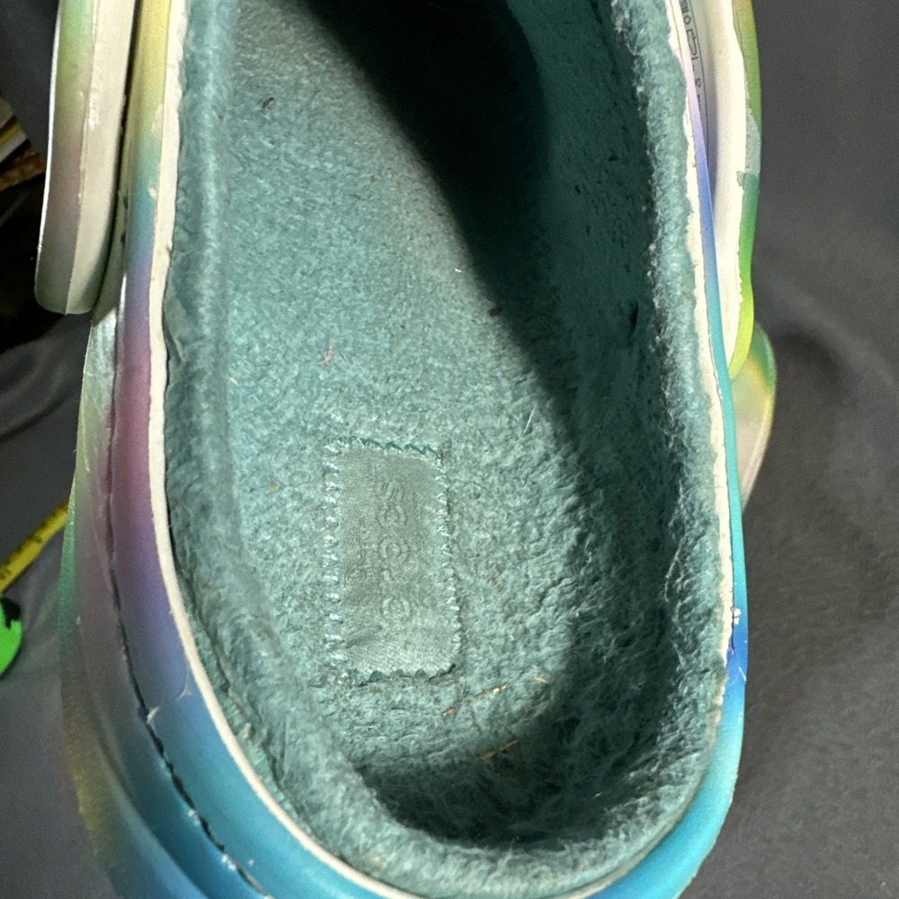 Crocs Classic Lined Clog M4 W6 Rainbow Ombre Fuzzy Cozy Slip On Shoes Multicolor - Picture 9 of 16